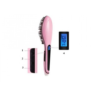 Plaukų tiesinimo šepetys LCD ekranas 80-230 C rožinis 15415