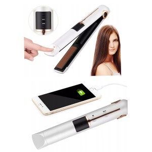 Plaukų tiesinimo žnyplės keramikinės pakraunamos LCD, baltos 18W 24166_B