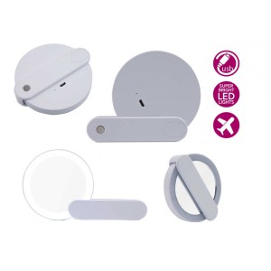 Kosmetinis veidrodėlis apvalus 10x9x2 cm su apšvietimu, USB laidu Berilo 62480