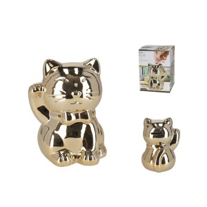 Taupyklė keramikinė Katinas 11x12x15.50 cm aukso sp.  8430540843737