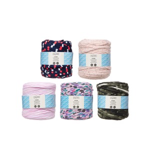 Trikotažiniai siūlai (mix) 120-130 m 500-800g perdirbta medvilnė/elastanas Kehra