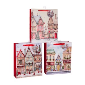 Dovanų maišelis kalėdinis 32x26x10 cm (mix 3) 8445393487007 kld