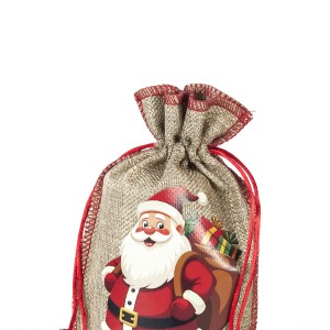 Dovanų maišelis Kalėdų senis 21x15 cm džiutinis 52700 KLD