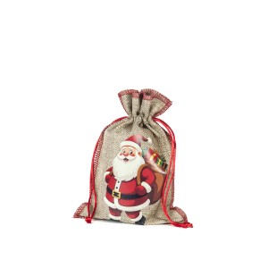 Dovanų maišelis Kalėdų senis 21x15 cm džiutinis 52700 KLD