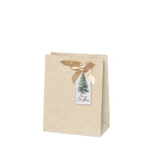 Dovanų maišelis 18x10x23 cm aukso spalvos, su vardo kortele Winteria 650997 KLD