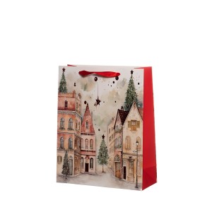 Dovanų maišelis kalėdinis Miestelis 26x10x32 cm (mix) Winteria 651259 KLD