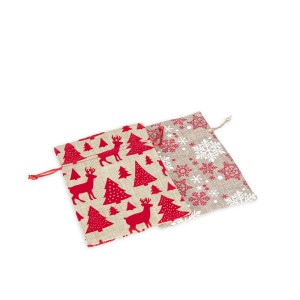 Dovanų maišelis kalėdinis 18x13 cm džiutinis (mix) 50984 KLD