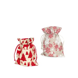 Dovanų maišelis kalėdinis 18x13 cm džiutinis (mix) 50984 KLD