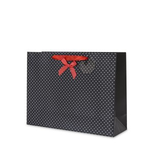 Dovanų maišelis juodas su kaspinu 31x41x13 cm