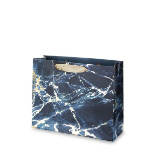 Dovanų maišelis mėlynas marmurinis 20x25x8 cm