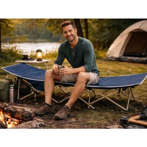 Lova sulankstoma kelioninė H37x66x185 cm max 110 kg mėlyna sp. 14642