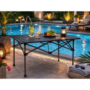 Stalas sulanktomas iškyloms H50x55x118 cm pilkas 14659