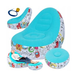 Fotelis ir pufas kojoms pripučiamas su pompa H75x110x80 cm (mix spalvos) 27533