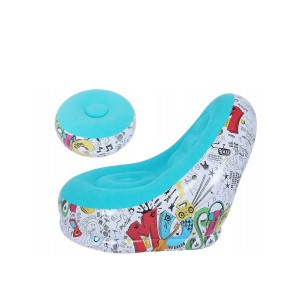 Fotelis ir pufas kojoms pripučiamas su pompa H75x110x80 cm (mix spalvos) 27533