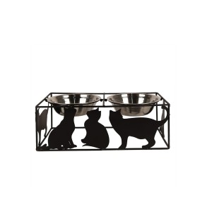 Dubenėlis katėms dvigubas metalinis 38x20x14 cm 2x500 ml Clayre