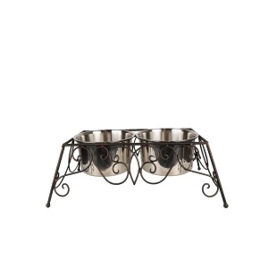 Dubenėlis katėms dvigubas metalinis 46x26x16 cm / 2x2000 ml Clayre