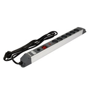 Ilgintuvas elektros 3 m 6 lizdų aliuminis,  juodas 72373 STHOR
