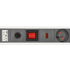 Ilgintuvas elektros 3 m 6 lizdų aliuminis,  juodas 72373 STHOR