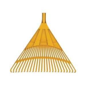 Grėblys-šluota 22 dantų plastikinis be koto 51x46 cm geltonas 170527