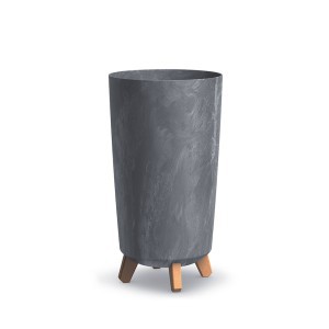 Vazonas GRACIA TUBUS SLIM  BETON EFFECT su kojelėmis D239xH445 mm pilka sp. Pros