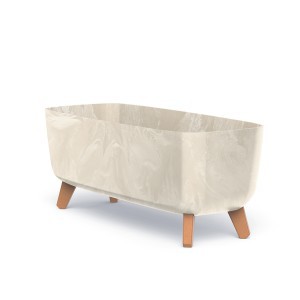 Vazonas GRACIA CASE BETON EFFECT su kojelėmis 580x240x235mm kreminė sp. Prosperp