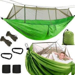 Hamakas su tinkleliu nuo uodų 250x140 cm iki 150 kg  žalias 27125
