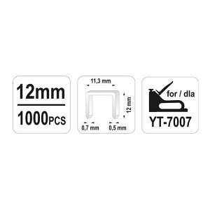 Kabės susegėjui 53/12 mm (0,7x11.2) 1000 vnt. YT-7054 YATO