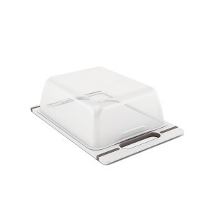 Lentelė pjaustymo su dangčiu 34x22x10,5 cm plastikinė balta/rusva 51612 Stefanpl
