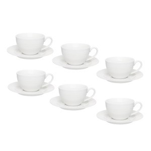 Puodeliai porcelianiniai 6 vnt komplektas 220 ml LINEA baltas Ambition 69076