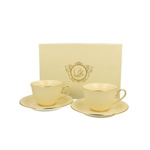 Puodeliai su lėkštelėmis porcelianiniai 2 vnt.  Vesper 290 ml DUO