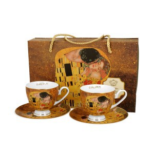Puodeliai su lėkštutėmis 2 vnt. G. Klimt Bučinys 220 ml DUO