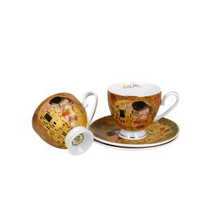 Puodeliai su lėkštutėmis 2 vnt. G. Klimt Bučinys 220 ml DUO