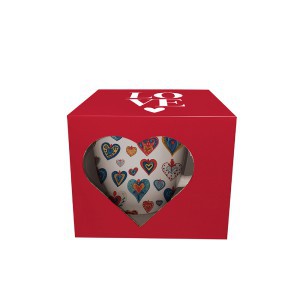 Puodelis porcelianinis Spalvotos širdelės 650 ml DUO