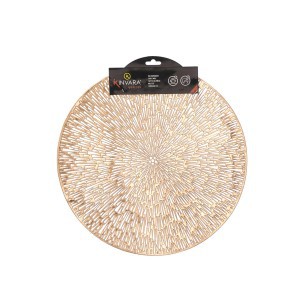 Padėkliukas stalo D38 cm aukso spalvos PVC Kinvara 10366