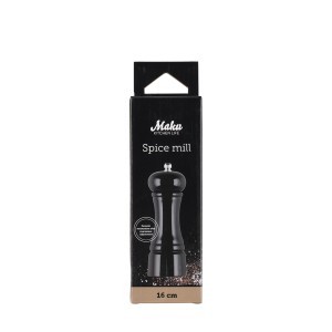 Druskos ir pipirų malūnėlis 16 cm medinis, malūnėlis keramikinis Maku 610480