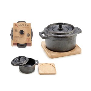 Kepimo indas kalioji geležis su bambukiniu padėklu 13x10x8 cm Kinvara 64305