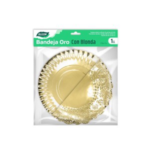 Vienkartinis padėklas maistui D23 cm aukso spalvos Algon BA01043175330