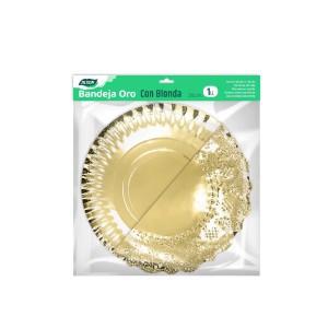 Vienkartinis padėklas maistui D35 cm aukso spalvos Algon BA01043175332
