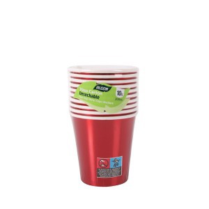 Puodeliai vienkartiniai popieriniai 200 ml 10 vnt. raudoni Algon BA01054075135