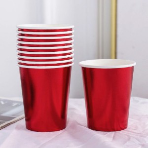 Puodeliai vienkartiniai popieriniai 200 ml 10 vnt. raudoni Algon BA01054075135