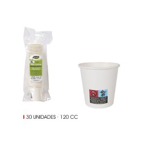 Puodeliai vienkartiniai popieriniai 120 ml 30 vnt. balti Algon BA01054075086