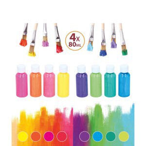 Akriliniai dažai 4 vnt. x80 ml neoniniai ARTICO 871125223838
