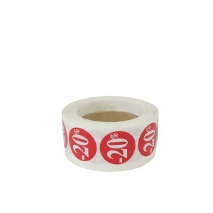 Lipdukai nuolaidoms 20% 500 vnt (lipdukas 25x25 mm) 53915