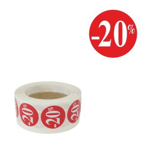 Lipdukai nuolaidoms 20% 500 vnt (lipdukas 25x25 mm) 53915