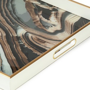 Padėklai 2 vnt. su stiklu 40x40x4.5 cm (35x35x4.5) cm ONYX