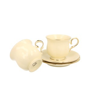Puodeliai su lėkštutėmis kreminės spl. 2 vnt. CLARK 260 ml DUO