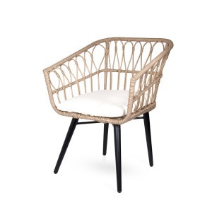 Krėslas iš rotango su metalinėm kojom 66x65x84 cm 290