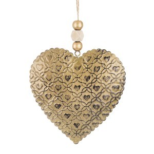 Dekoracija Širdelė metalinė aukso spalvos 11x11x2 cm 146036 KLD