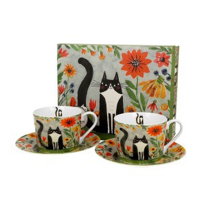 Puodeliai porcelianiniai 2 vnt. Katė Pievoje  230 ml DUO