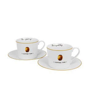 Puodeliai porcelianiniai 2 vnt. COFFEE TIME 2  230 ml DUO